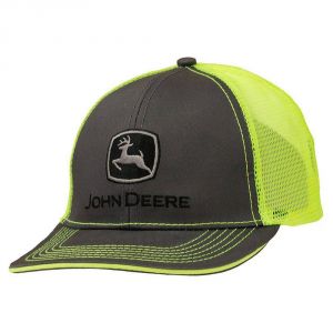 John Deere Grey with Lime Mesh Backing Snapback Hat - 13080411CH00